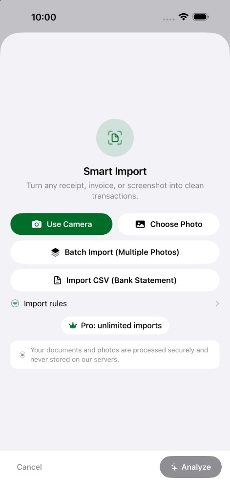 Smart Import in Budget Simple
